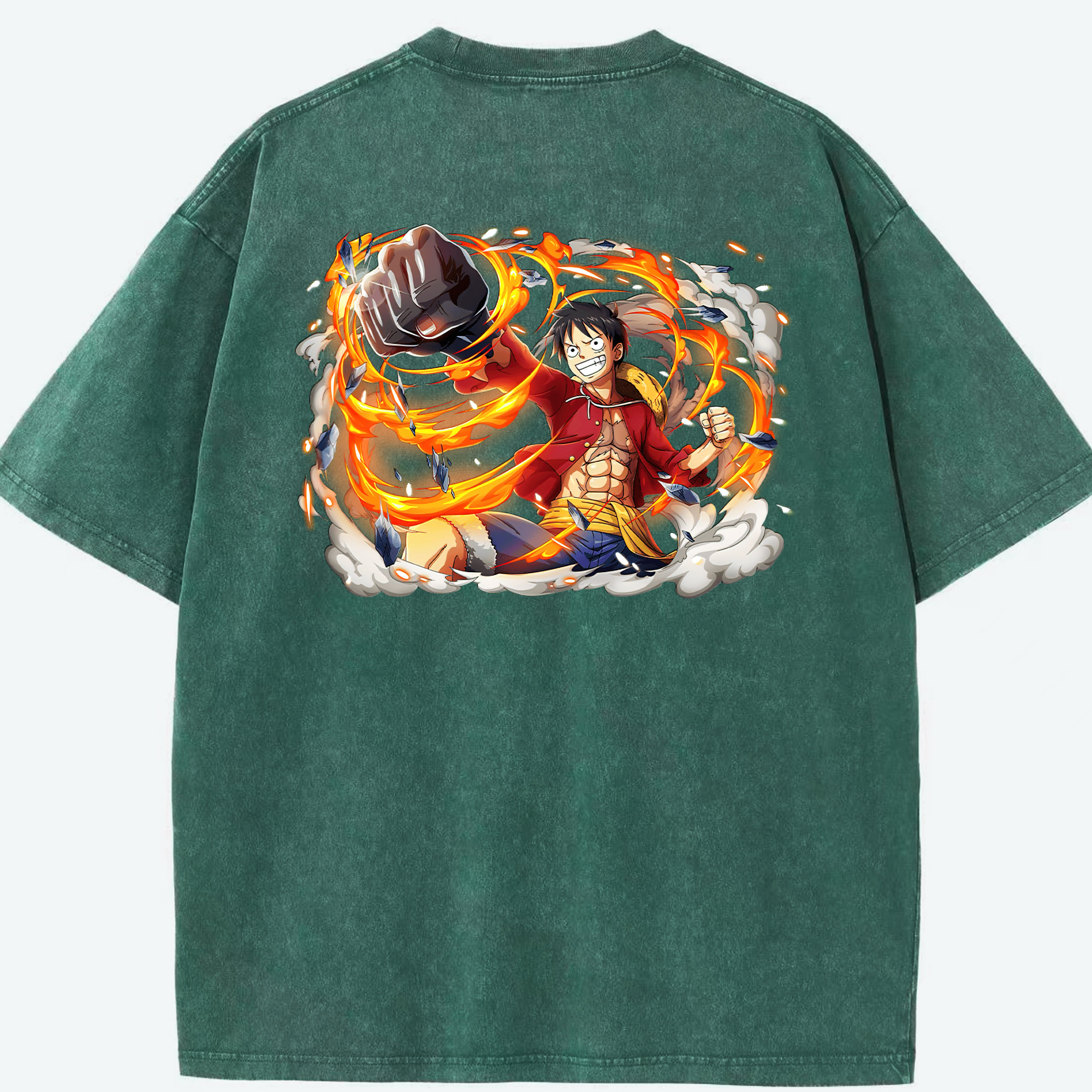 ワンピース モンキー・D・ルフィ ONE PIECE Monkey D. Luffy 綿100% ヴィンテージ風 半袖Tシャツ（背面プリント）